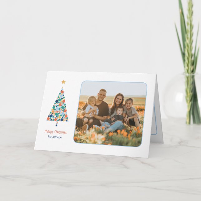 Minimale farbenfrohe Weihnachtsbaumkarte Dankeskarte (Vorderseite)