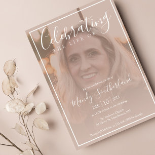 Minimale Feier des Lebens Elegantes Script-Foto Einladung