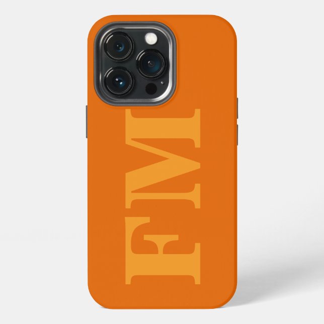 Minimale fette orange-gelbe Monogramm-Initialen iPhone Hülle (Hinten)