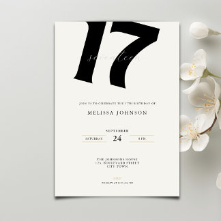 Minimale fette Typografie 17. Geburtstag Einladung