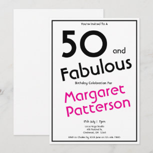 Minimale Fifty and Fabulous 50. Geburtstagsfeier Einladung