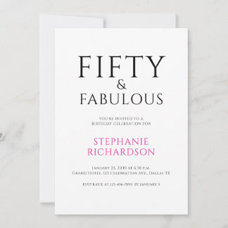 Minimale Fifty and Fabulous 50. Geburtstagsfeier Einladung