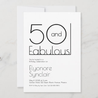 Minimale Fifty and Fabulous 50. Geburtstagsfeier Einladung