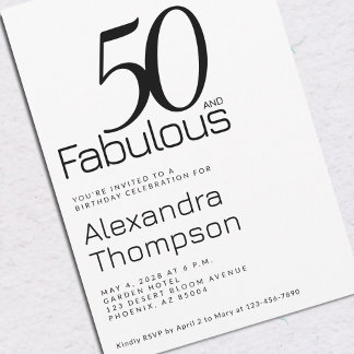 Minimale Fifty and Fabulous 50. Geburtstagsfeier Einladung