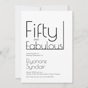 Minimale Fifty and Fabulous 50. Geburtstagsfeier Einladung
