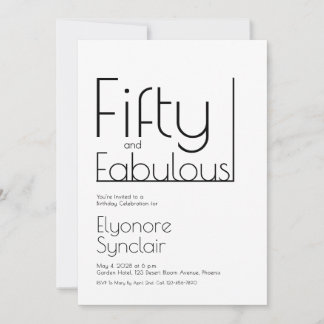 Minimale Fifty and Fabulous 50. Geburtstagsfeier Einladung