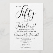 Minimale Fifty and Fabulous 50. Geburtstagsfeier