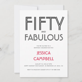 Minimale Fifty and Fabulous 50. Geburtstagsfeier Einladung