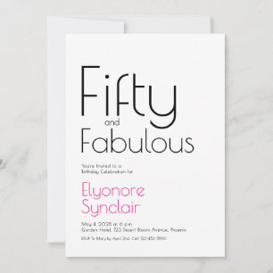 Minimale Fifty and Fabulous 50. Geburtstagsfeier Einladung