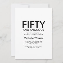 Minimale Fifty and Fabulous 50. Geburtstagsfeier