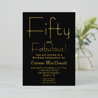 Minimale Fifty and Fabulous 50. Geburtstagsfeier Folieneinladung