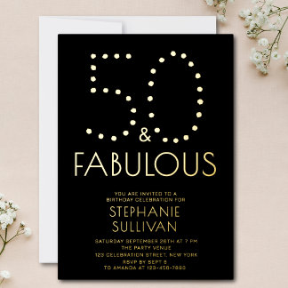 Minimale Fifty and Fabulous 50. Geburtstagsfeier Folieneinladung
