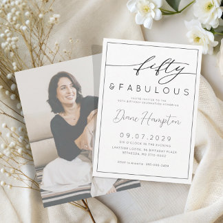 Minimale Fifty & Fabulous 50. Geburtstagsfeier Einladung