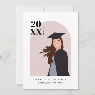 Minimale flache Portrait Pink Arch Graduation Part Einladung