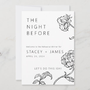 Minimale Floral Die Nacht vor dem Probedinner Einladung