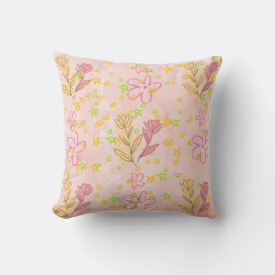 Minimale florale Doodle-Muster –Pastellrosa Muster Kissen