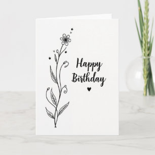 Minimale Florale Geburtstagskarte Karte