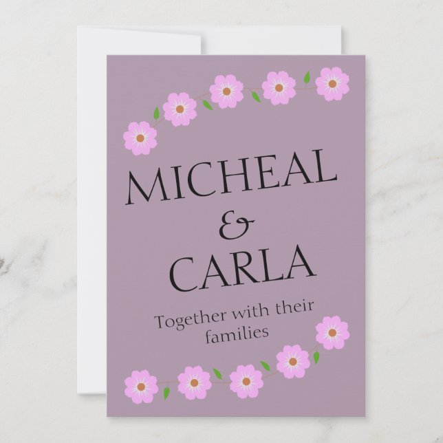 Minimale florale Hochzeit Einladung (Vorderseite)