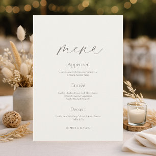 Minimale Florale Hochzeitsmenükarte mit Botanische Einladung