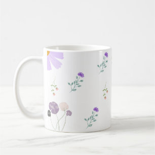 Minimale Florale Kaffeetasse Weiß