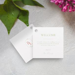 Minimale florale Monogramm Begrüßungstafel Gastges Geschenkanhänger