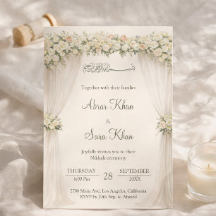 Minimale florale muslimische Nikkah-Hochzeit Einladung