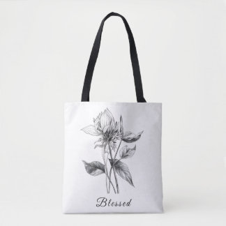 Minimale florale Tasche Nr. 1 mit schwarzen Handle
