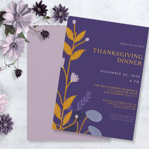 Minimale Florale Thanksgiving-Dinner-Einladung Einladung