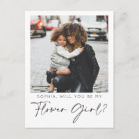 Minimale Flower Girl Vorschlagskarte mit Foto