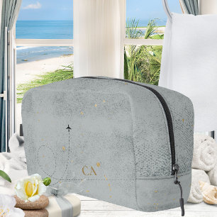 Minimale Flugzeuglage Gray Gold Monogram Travel Waschbeutel