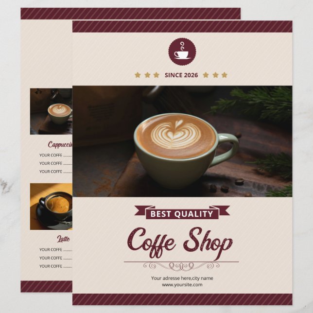 Minimale Flyervorlage für Coffeeshops (Vorne/Hinten)