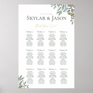 Minimale Foliage & Gold Geometric Terrarium Sitzpl Poster