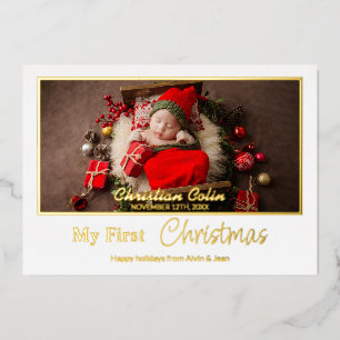 Minimale Folie Mein Erstes Weihnachten Baby Geburt Folien Feiertagskarte