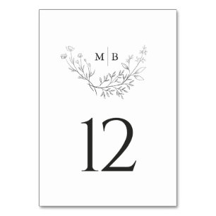 Minimale formale Monogramm-Hochzeitstil-Tischnumme Tischnummer