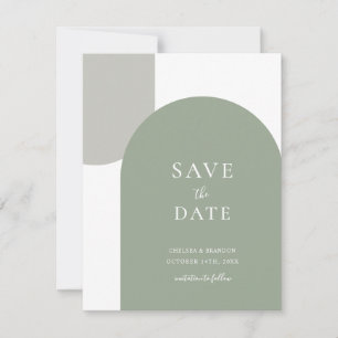 Minimale formelle Skript-Sage-Grün-Bogen-Boho-Hoch Save The Date