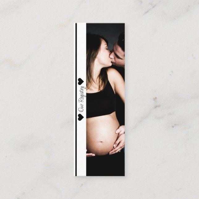 Minimale Foto Baby Shower Registrierungseinlage Mini Visitenkarte (Vorderseite)