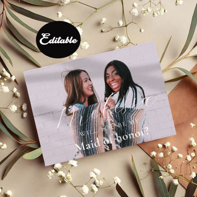 Minimale Foto Bridesmaid-Vorschlagskarte Einladung (Von Creator hochgeladen)