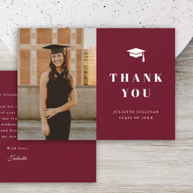 Minimale Foto-Graduationspartei Dankeskarte (Minimal type photo graduation thank you cards.)
