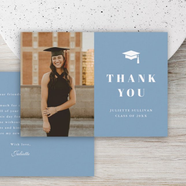 Minimale Foto-Graduationspartei Dankeskarte (Minimal type photo graduation thank you cards.)