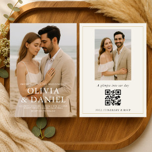 Minimale Foto-Hochzeit Elegant Modern Einladung