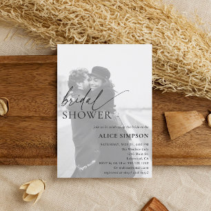 Minimale Foto Script Bridal Dusche Einladung