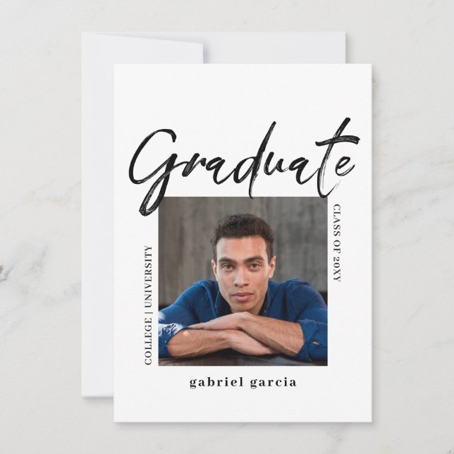 Minimale Foto Script Graduate Party Einladung (Vorderseite)