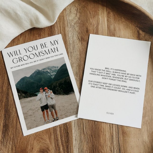 Minimale Foto Trauzeuge Vorschlagskarte Einladung (Minimal Photo Groomsman Proposal Card)