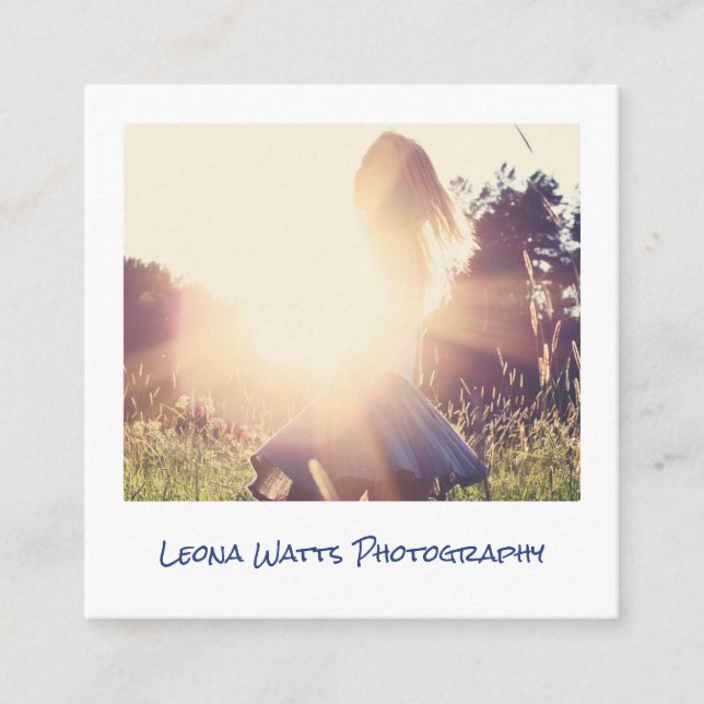 Minimale Fotografie moderner weißer Chic-Fotograf Quadratische Visitenkarte (Vorderseite)