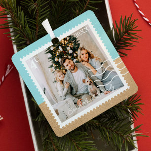 Minimale Fotos Portieren Briefmarke Personalisiert Ornament Aus Metall