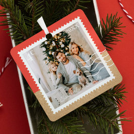 Minimale Fotos Portieren Briefmarke Personalisiert Ornament Aus Metall