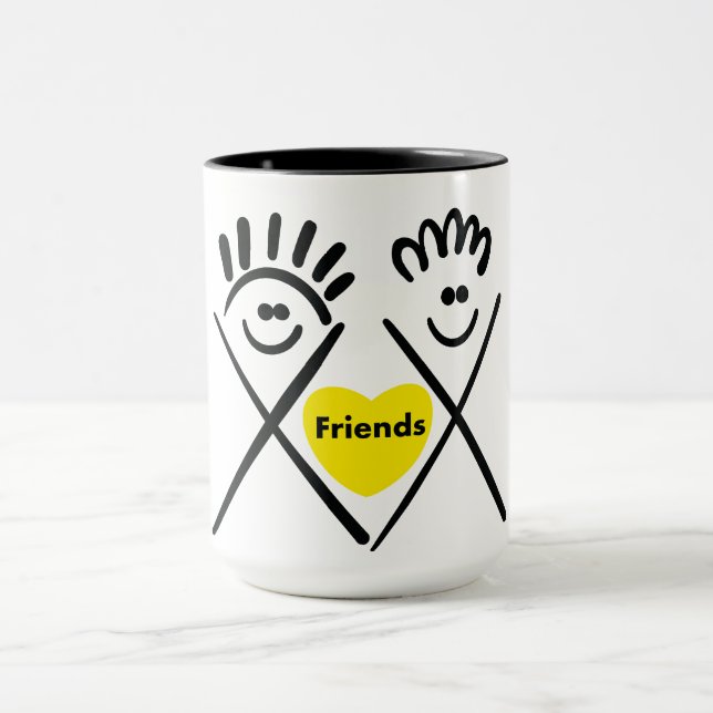 Minimale Freunde – Linienkunst  Tasse (Zentrum)