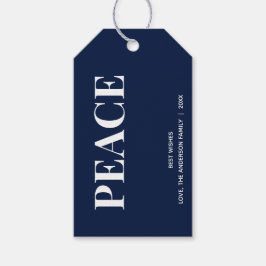 Minimale FRIEDEN | Marineblaue Feiertage Geschenkanhänger