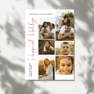 Minimale Frohe Feiertage Schrift Familie 6 Fotos Feiertagskarte