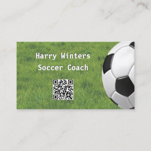Minimale Fußball-Gras-QR-Code-Fußballtrainer Visitenkarte